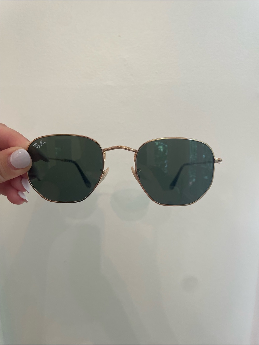 Ray-Ban Gold Frame Sunglasses with Green Lenses